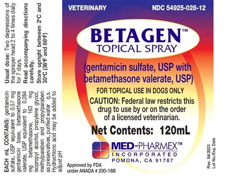 Betagen - Med-Pharmex, Inc: Veterinary Package Insert