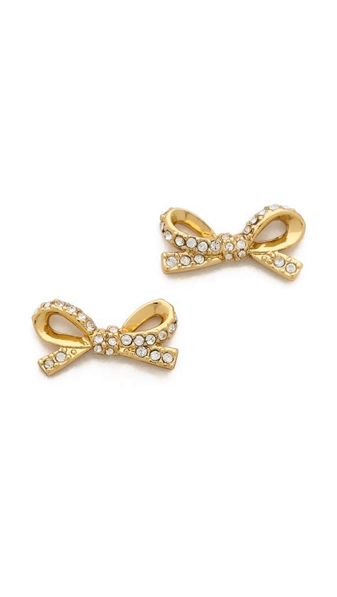 Lyst - Kate spade new york Skinny Mini Pave Bow Stud Earrings in Metallic