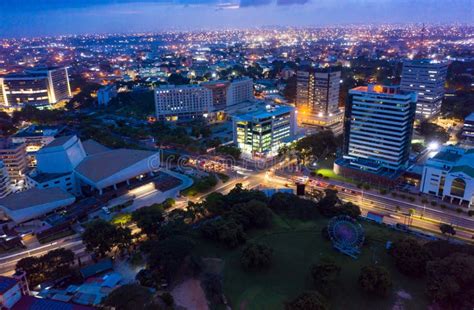 Aerial Shot of the City of Accra in Ghana at Night Editorial Stock ...