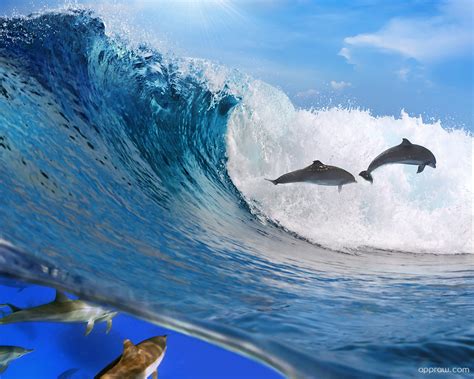 Dolphins Swimming With Waves Wallpaper download - Dolphin HD Wallpaper - Appraw