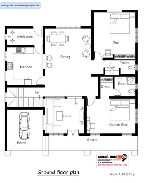 3 Bedroom Single Floor House Plans Kerala Style - floorplans.click