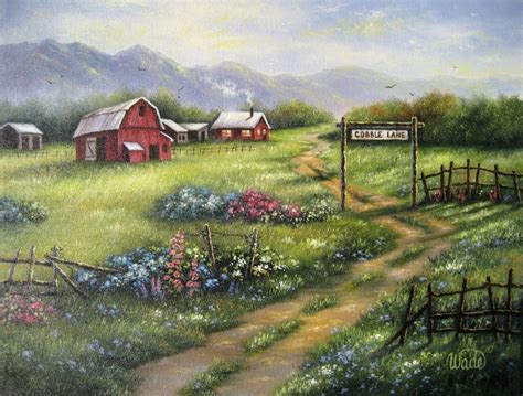 Country Farm Oil Painting farm painting barn by VickieWadeFineArt