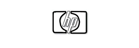 the hp logo is shown in black and white