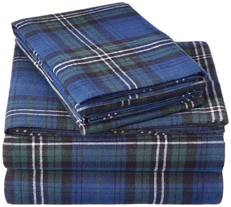 Pinzon Plaid Flannel Bed Sheet Set - California King, Blackwatch Plaid ...