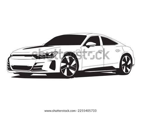 Car Silhouette Outline Illustration Isolated White Stock Vector ...