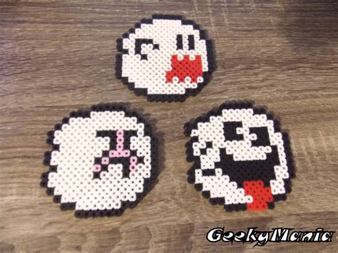 Boo Ghost Mario Bros Open Pixel Art 8-Bit Perler Beads Magnet Ornament ...