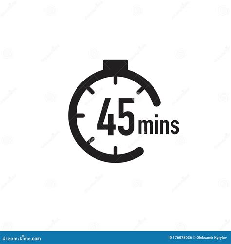 45 Minutes Timer, Stopwatch or Countdown Icon. Time Measure. Chronometr Icon. Stock Vector ...