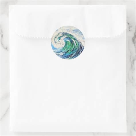 Blue Ocean Wave Classic Round Sticker | Zazzle