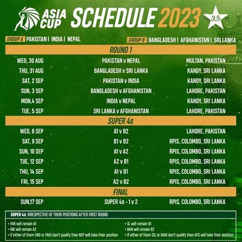 Men's ODI Asia Cup 2023 schedule confirmed | Press Release | PCB