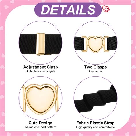 HEQUSIGNS 2 Pcs Kids Adjustable 18-30'' Heart Elastic Waist Belts for Girls, Dress, Pants, Jeans ...