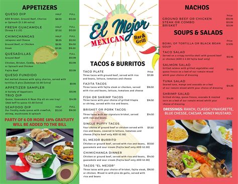 Menu | El Mejor Mexican Bar & Grill