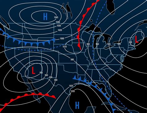 Forecast weather isobar night map of USA 13210460 Vector Art at Vecteezy