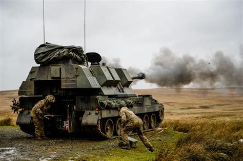 An AS-90 self-propelled artillery from 26th Regiment Royal Artillery used for direct fire mode ...