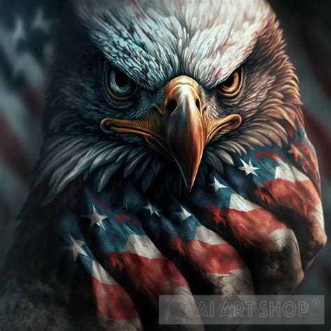 American Eagle with Flag