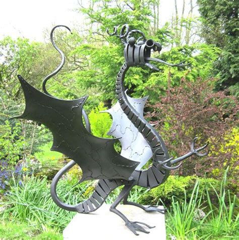 sculpture of dragon in metal for gardens, welsh dragon sculpture | Scrap metal art, Metal tree ...