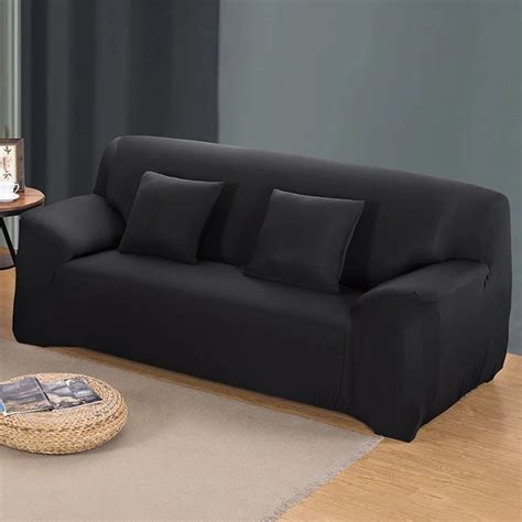 Black color sofa cover Printed couch cover Polyester bench Covers Elastic stretchy Furniture ...