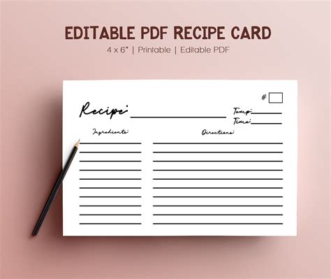 Editable Blank Recipe Binder Book Digital Template PDF Index | Etsy | Recipe cards template ...