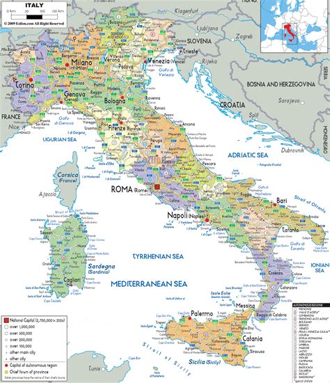 Large detailed political and administrative map of Italy with all ...