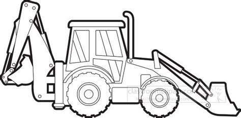 Transportation Outline Clipart-backhoe loader excavating machine printable black outline clipart