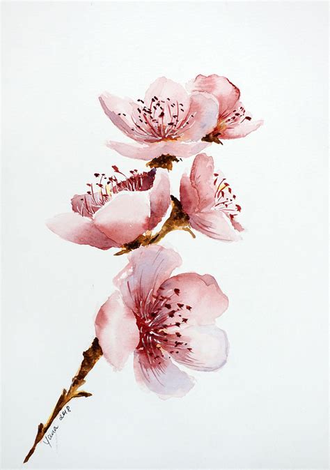 How to paint Cherry Blossom in Watercolor: step by step guide to aquarelle FLOWERS | Yana ...