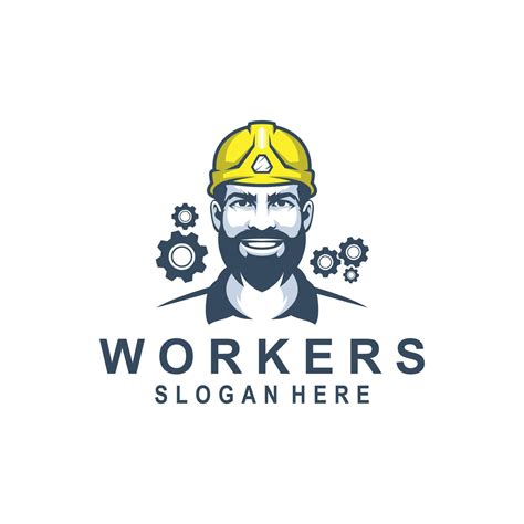 worker logo design with vector 5488726 Vector Art at Vecteezy