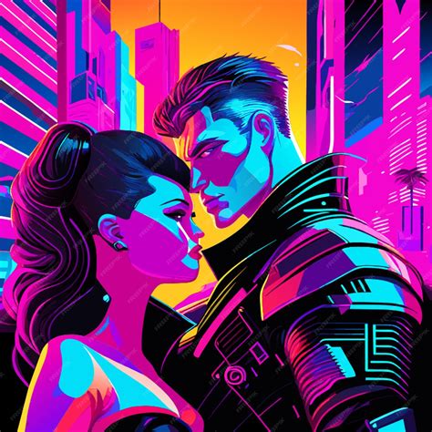 Premium Vector | Intimate love cyberpunk