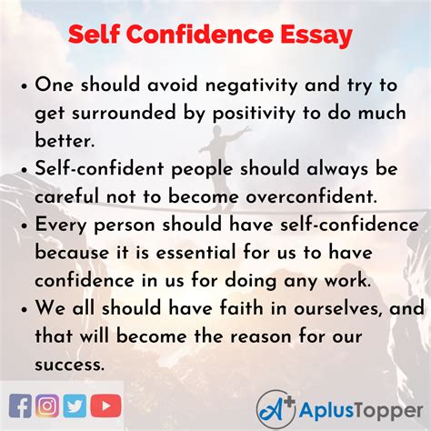 Self Confidence Essay | Essay on Self Confidence for Students and Children in English - A Plus ...