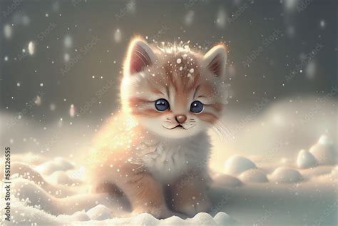 Cute kitten 3d cartoon render,Generative Ai Stock Illustration | Adobe Stock