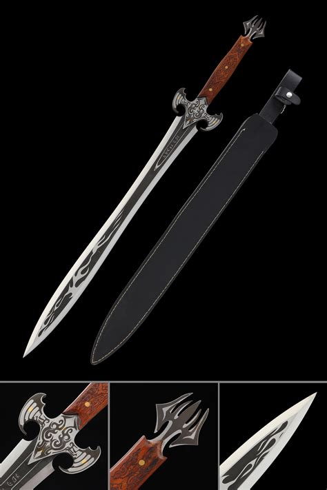 Fantasy Sword | Handmade Fantasy Sword With Black Leather Scabbard ...