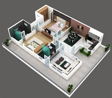 2BHK Apartment 3D Floor Plan | CGTrader