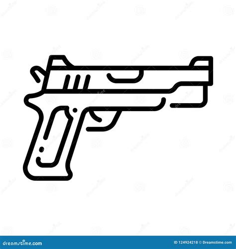 Outline gun stock vector. Illustration of vector, criminal - 124924218