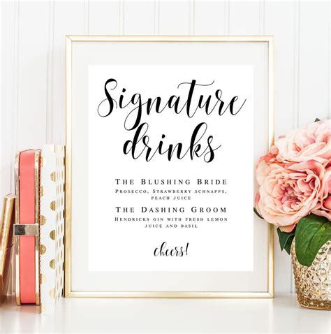 Printable Signature Drink Sign Template Free