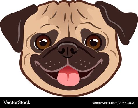 Pug dog cartoon cute friendly fat chubby fawn Vector Image