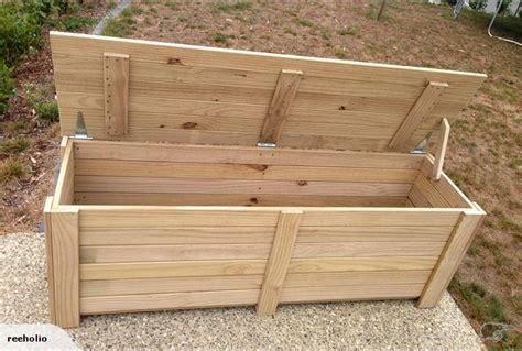 Wooden storage box | Outdoor wood, Garden storage, Diy bench outdoor