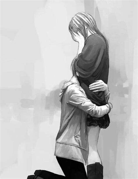 Sad Anime Couple Hugging images