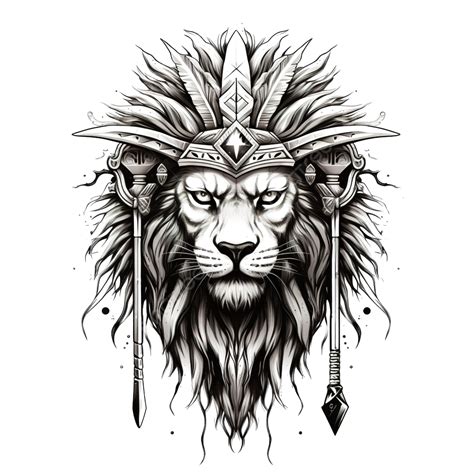 African Warrior Spear Lion Tattoo, Tattoo, Traditional Tattoo, African PNG Transparent Image and ...