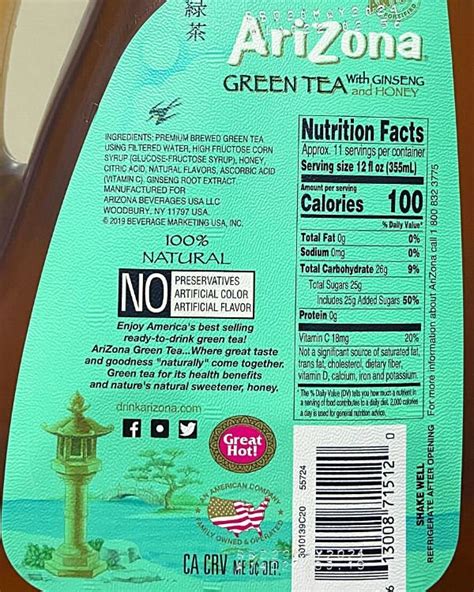 Discover the Health Benefits of Arizona Green Tea Nutrition Facts