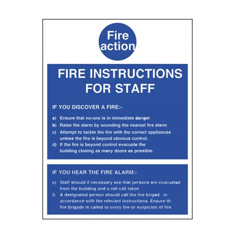 Fire Instructions To Staff Safety Signs - Fire Action Notice Sign from BiGDUG UK