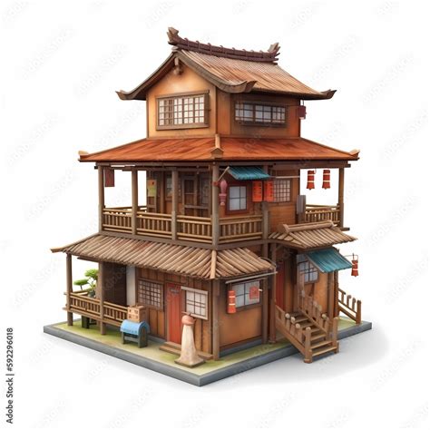 Beautiful House on white background 3d blender Generated by AI Stock Illustration | Adobe Stock