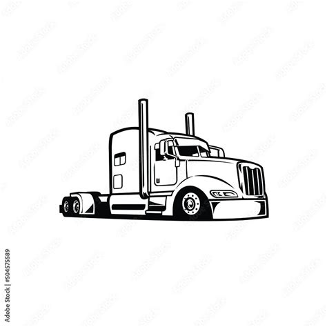 Big rig silhouette. Black and white semi truck vector isolated Stock Vector | Adobe Stock