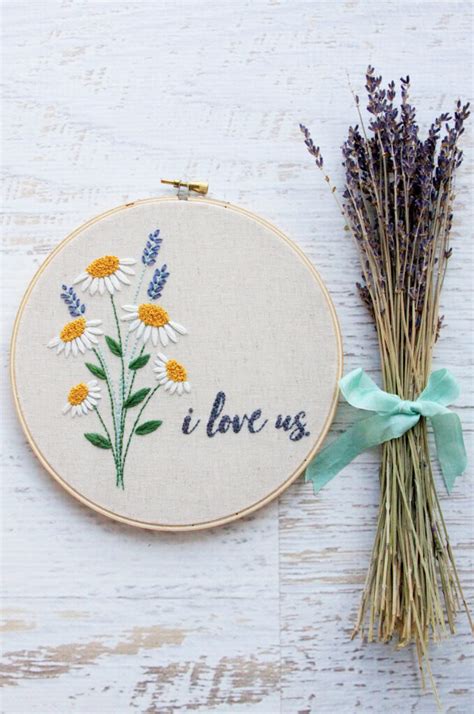 I Love Us Free Floral Embroidery Pattern