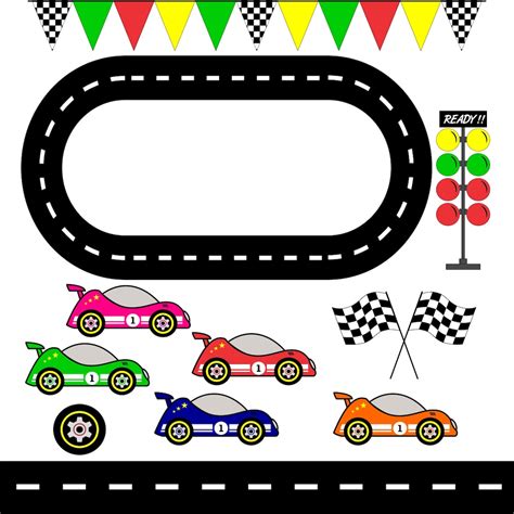 Racing Cars, Race Track Clipart / Checkered Flag/ Graphic Image/ Printable / Scrapbook Digital ...