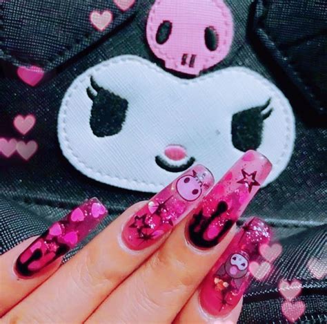 Kuromi Nails | Skull nails, Goth nails, Really cute nails