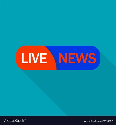 Red live news logo flat style Royalty Free Vector Image