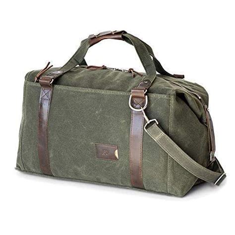 Amazon.com: Waxed Canvas Weekender Duffle Bag: Personalized, Expandable, Rugged, Travel, Olive ...