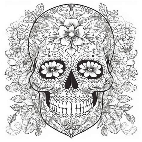 Premium Photo | Day of the dead skull coloring page