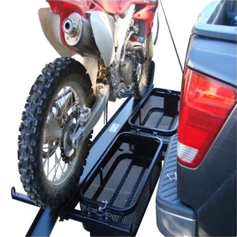 dirt bike motorcycle tow hitch carrier rack with storage cargo baskets ...