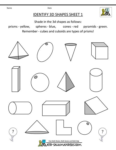 3d Shapes Worksheets