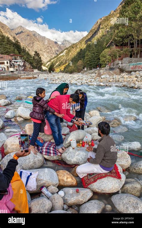 India, Uttarakhand, Gangotri. Himalaya. Pilgrimage site. Near Bhagirathi river, source of Ganga ...