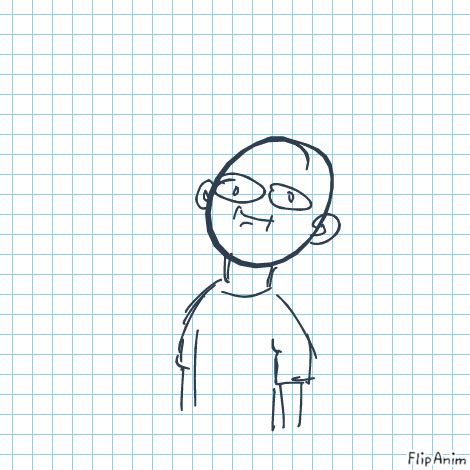 a drawing of a man with glasses on his face, drawn by hand in graph paper